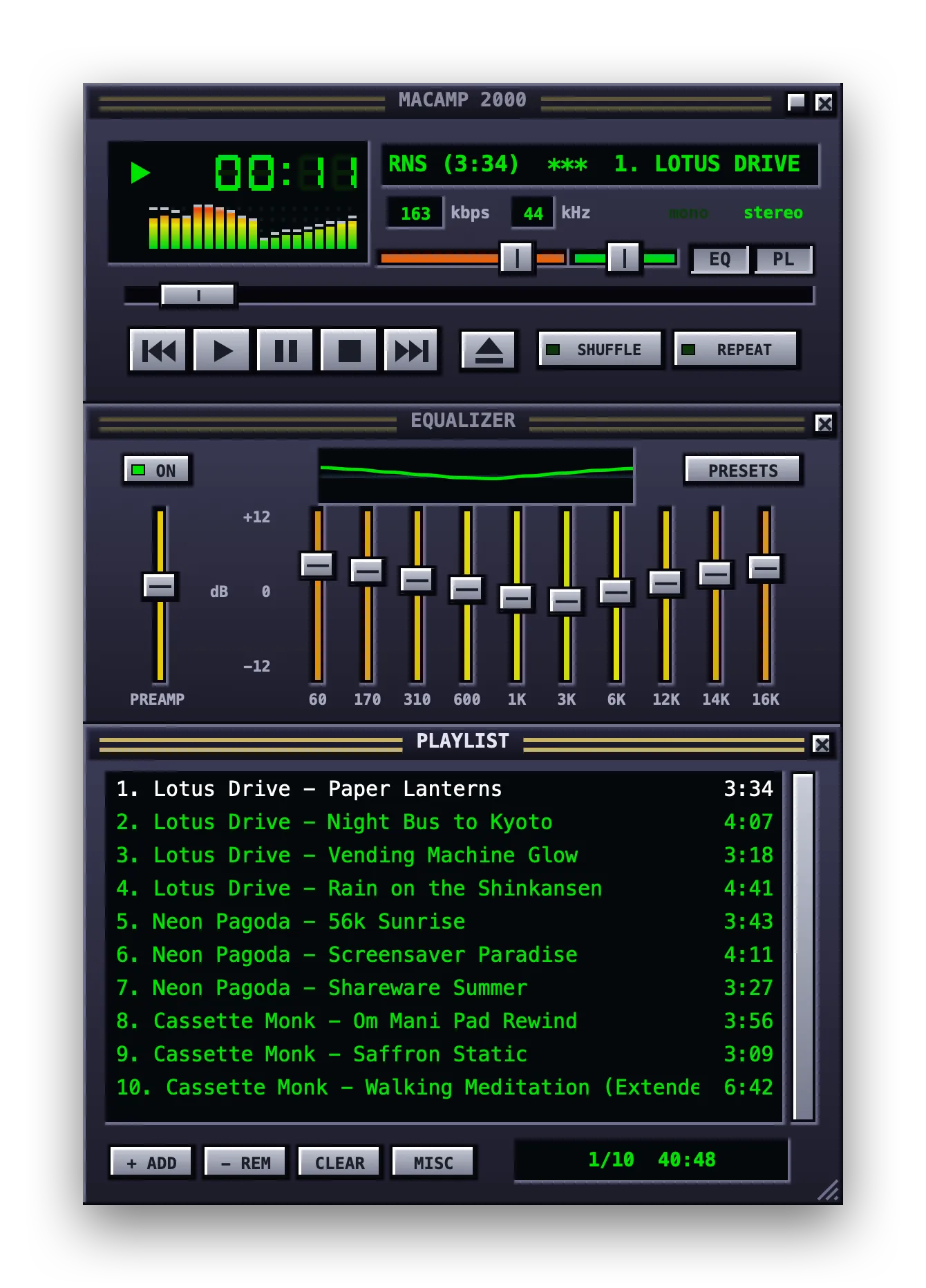 The Classic look with green LCD text and silver buttons