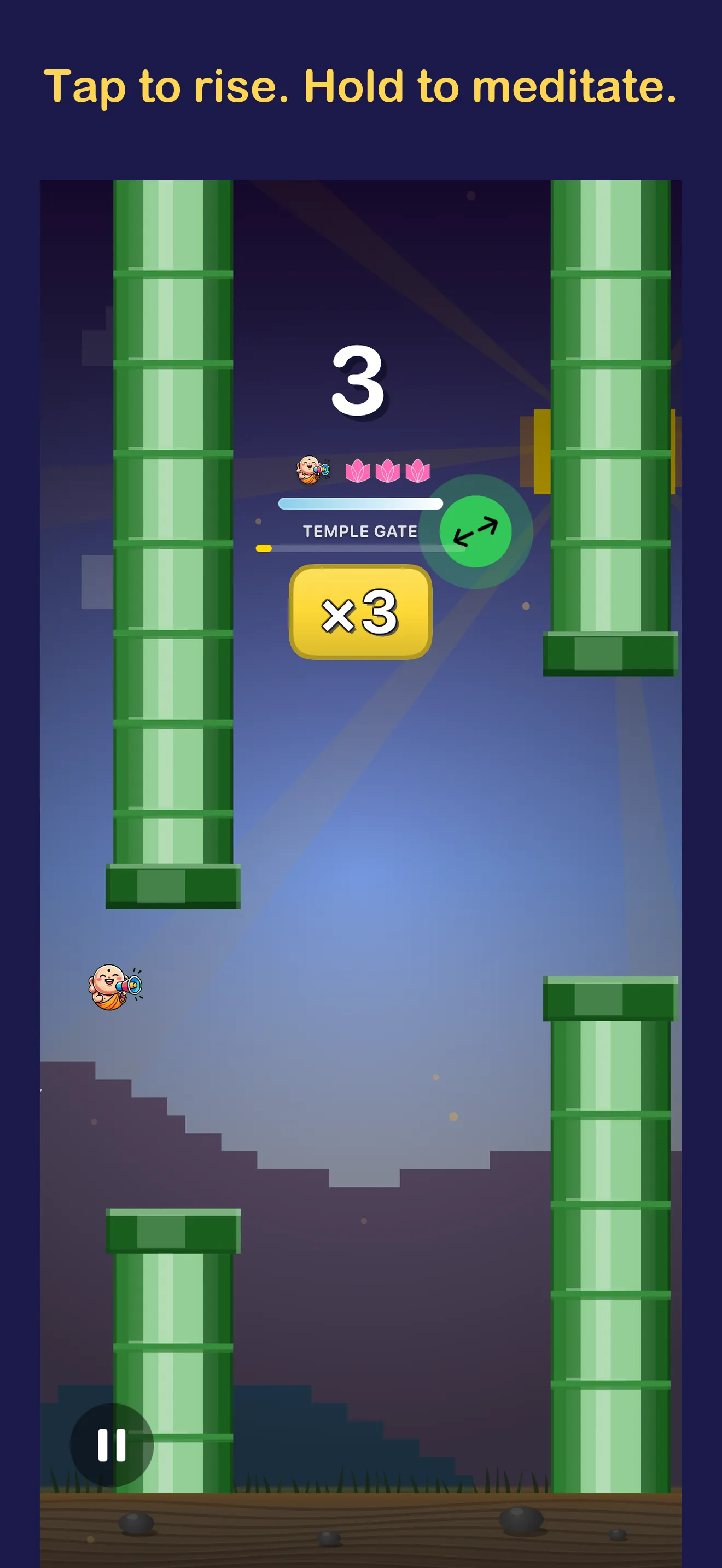 Flying through the Temple Gate realm with a score multiplier