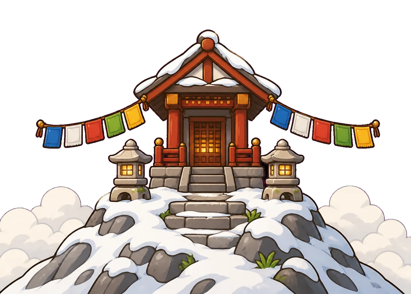 A shrine on a snowy summit